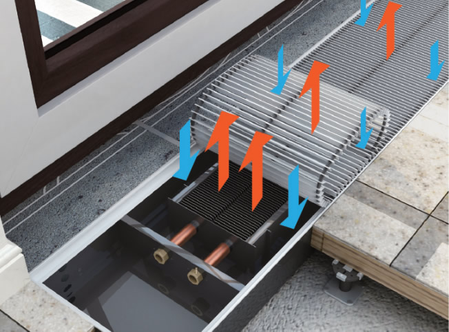 地板嵌入管槽式铜管铝翅片自然对流散热器